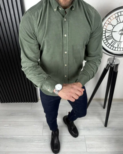 Muška somotna košulja 2079 zelena