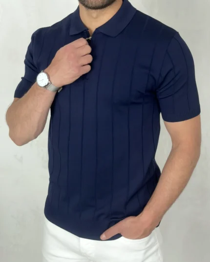 Polo majica sa rajsferšlusom 3032 teget