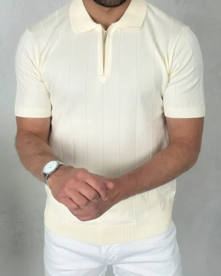 Polo majica sa rajsferšlusom 3032 vanila