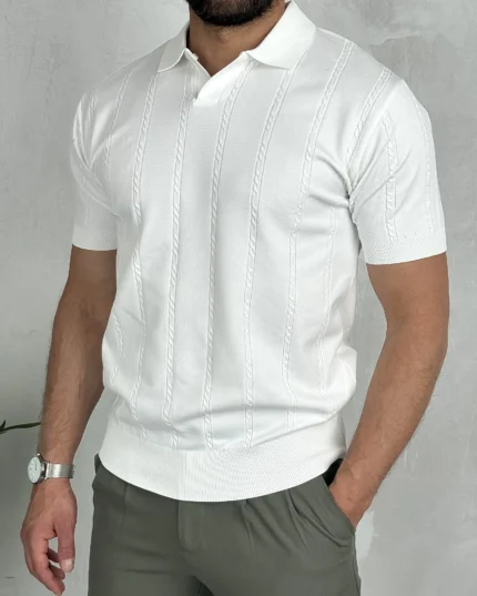 Elegantna majica sa kragnom 3036 bela