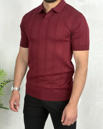 Elegantna majica sa kragnom 3036 bordo