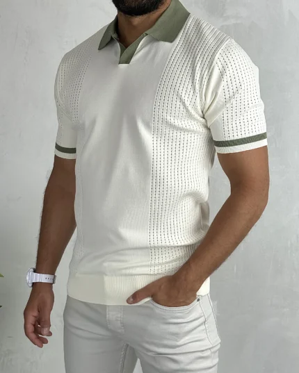 Polo majice za tople dane 3039 maslinasto-bela