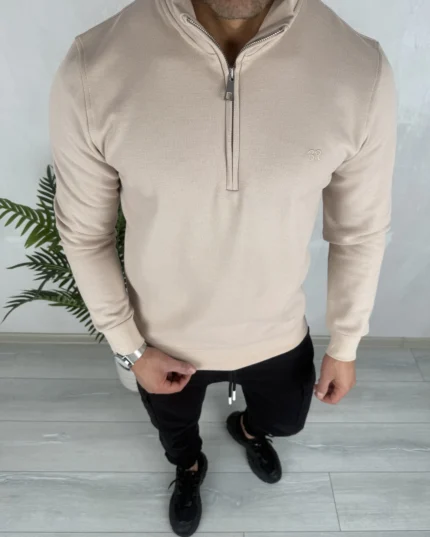 Muški duks sa polu zipom 9015 bež
