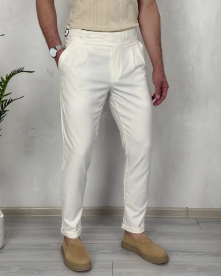 Muške pantalona-italijanski stil 1043 bela